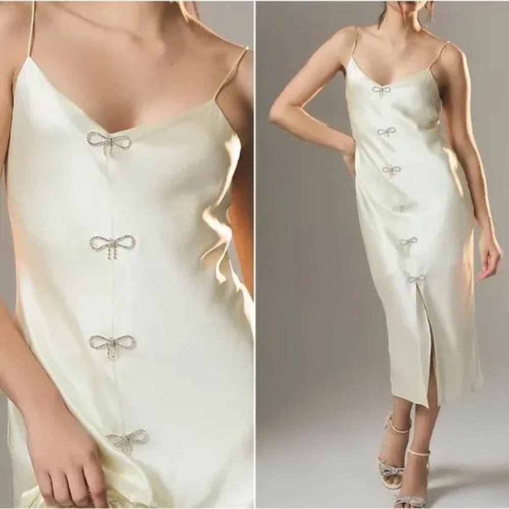 CAMI NYC | Soft Butter Yellow Silk Embellished Dress
